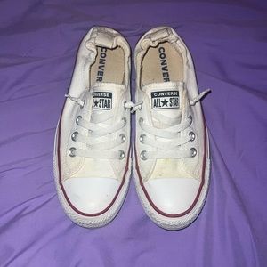White, stretch back, no tie, slip on Converse